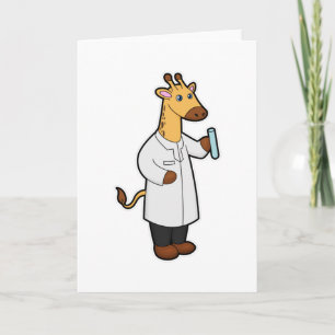 Carte Girafe en médecin avec tube à essai