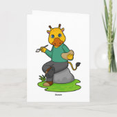 Carte Girafe en Peintre avec pinceau (Dos)