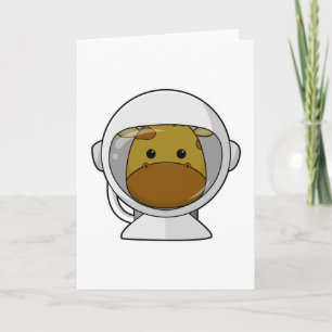 Carte Girafe en tant qu'astronaute avec casque