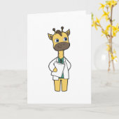 Carte Girafe en tant que docteur avec bloc-notes (Fleur jaune)