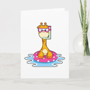 Carte Girafe en train de nager avec un tuba