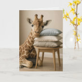 Carte Girafe fatiguée se sent mieux (Fleur jaune)