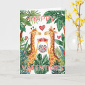 Carte Girafe Joyeuse Saint-Valentin (Fleur jaune)
