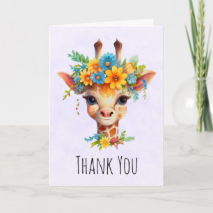 Carte Girafe mignonne avec couronne florale