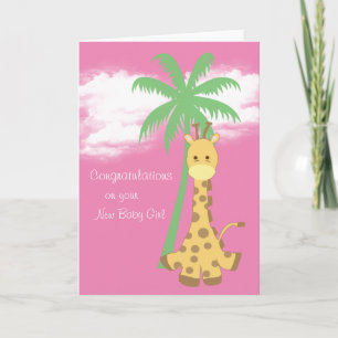 Carte Girafe rose de nouvelles félicitations de bébé