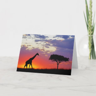 Carte Girafe silhouettée au lever de soleil, Giraffa