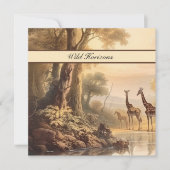 Carte girafes botaniques vintages, personnalisables (Devant)