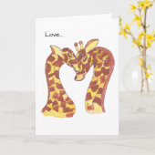 Carte Girafes en amour (Fleur jaune)