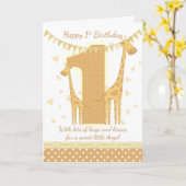 Carte Giraffe 1er Anniversaire, Babys 1ère Carte (Fleur jaune)