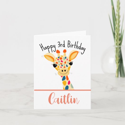 Carte Giraffe 3e anniversaire (Devant)