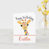 Carte Giraffe 3e anniversaire (Fleur jaune)
