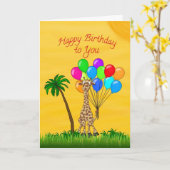 Carte Giraffe anniversaire (Fleur jaune)