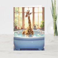 Giraffe Anniversaire Dans Bain À Bulles