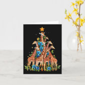 Carte Giraffe Arbre de Noël Cute Amateurs de Giraffe Noë (Fleur jaune)