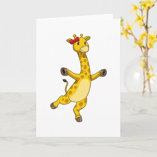 Carte Giraffe au ruban (Fleur jaune)