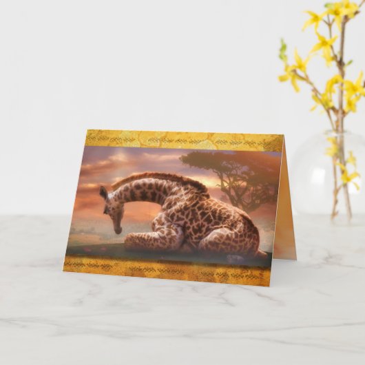 CARTE GIRAFFE BÉBÉ D'AFRIQUE (Fleur jaune)