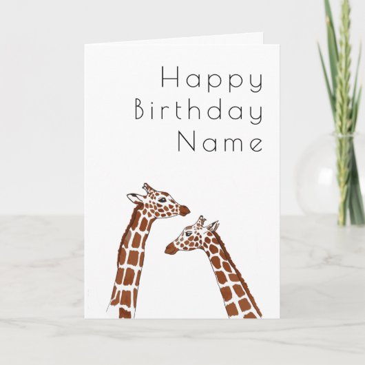 Carte Giraffe Blanc Art Déco Anniversaire (Devant)