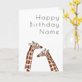 Carte Giraffe Blanc Art Déco Anniversaire (Fleur jaune)