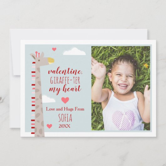 Carte Giraffe Coeur Cute Pun Valentine Photo (Devant)