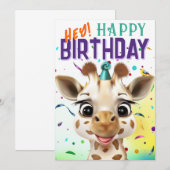 Carte Giraffe Confetti Birthday (Devant / Derrière)