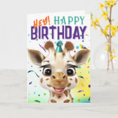 Carte Giraffe Confetti Birthday (Fleur jaune)