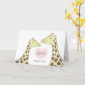 Carte Giraffe Couple Fiançailles (Fleur jaune)