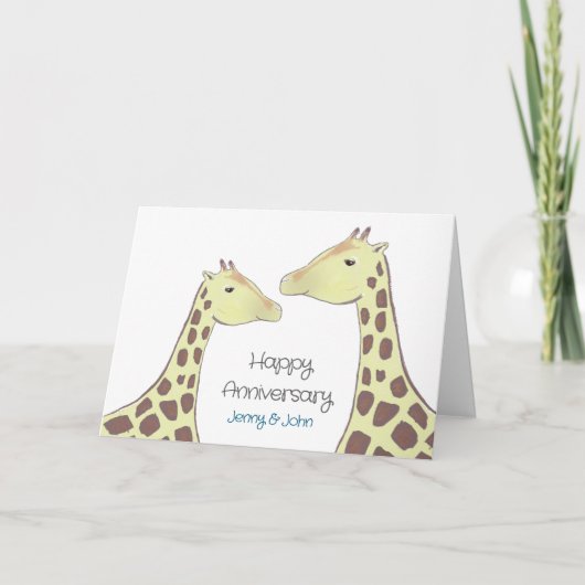 Carte Giraffe Couple Mariage Anniversaire (Devant)