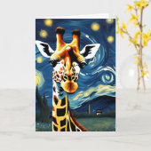 Carte Giraffe dans la nuit étoilée (Fleur jaune)