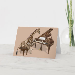 Carte Giraffe douce Jouer Piano
