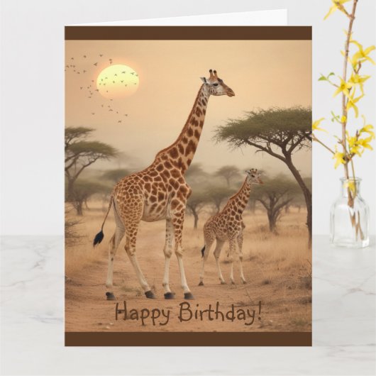 Carte Giraffe en Afrique (Fleur jaune)