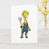 Carte Giraffe en fermier avec Pitchfork (Fleur jaune)