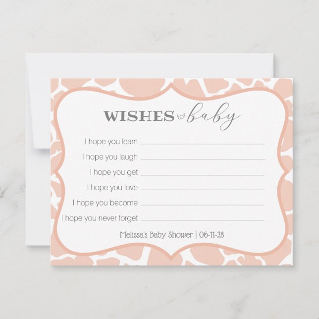 Carte Giraffe fille rose voeux pour bébé (Devant)