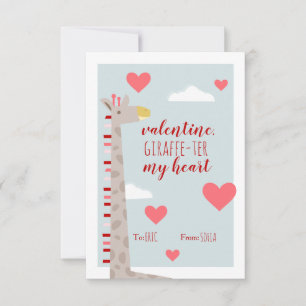 Carte Giraffe Heart Kids School Salle de classe Valentin