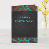 Carte Giraffe Impression Brown et Turquoise (Fleur jaune)