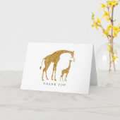 Carte Giraffe Mama et Merci de Baby shower (Fleur jaune)
