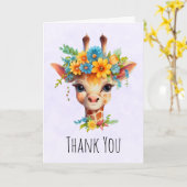 Carte Giraffe mignonne à couronne florale (Fleur jaune)