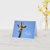 Carte Giraffe Photo mignonne Hello Blue (Fleur jaune)