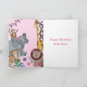Carte Giraffe pour filles premier anniversaire (Intérieur)