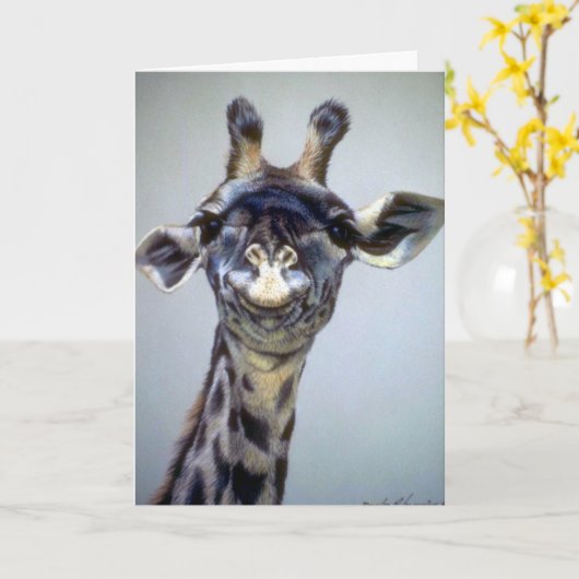 Carte Giraffe Rire (Fleur jaune)