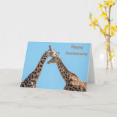Carte Giraffe romantique Couple Portrait Joyeux Annivers (Fleur jaune)