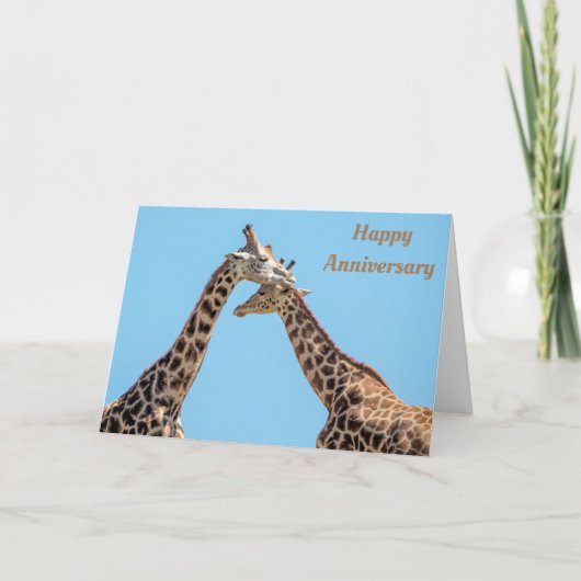 Carte Giraffe romantique Couple Portrait Joyeux Annivers (Devant)