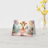 Carte Giraffe rose Tutu fête joyeux anniversaire (Fleur jaune)