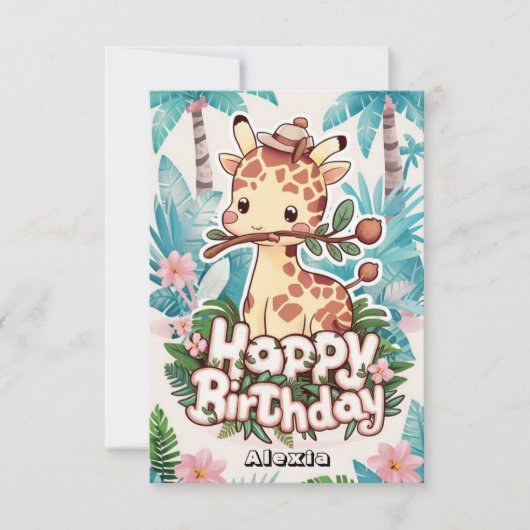 Carte Giraffe Safari modifiable Anniversaire (Devant)