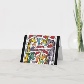 Carte Giraffes amusantes à Santa Hats Noël Abstrait (Devant)