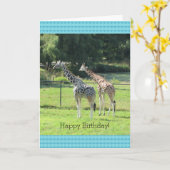 Carte Giraffes de pâturage Salutations d'anniversaire (Fleur jaune)