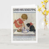 Carte Girl and Kitten, Jessie Willcox Smith (Fleur jaune)