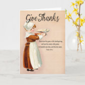 Carte Girl Cutting Pie for Christian Thanksgiving Card (Fleur jaune)