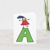 Carte Girl Dancing on Green Letter A Fun Alphabet (Devant)