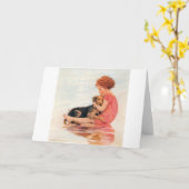 Carte Girl Holding a Dog, Jessie Willcox Smith (Fleur jaune)