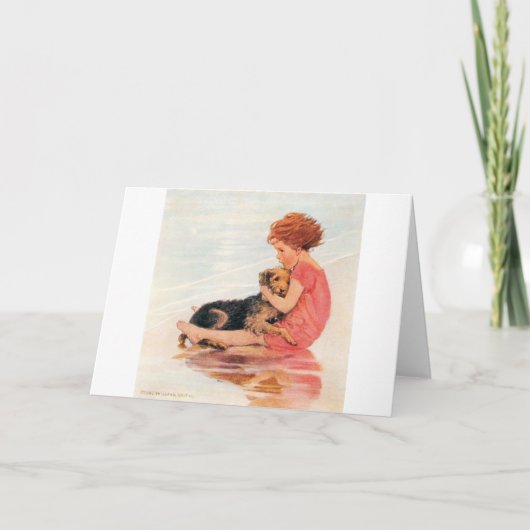 Carte Girl Holding a Dog, Jessie Willcox Smith (Devant)